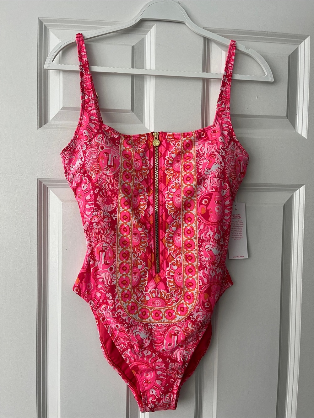 Lilly Pulitzer Bright Pink Floral Zip-Front One-Piece Swimsuit